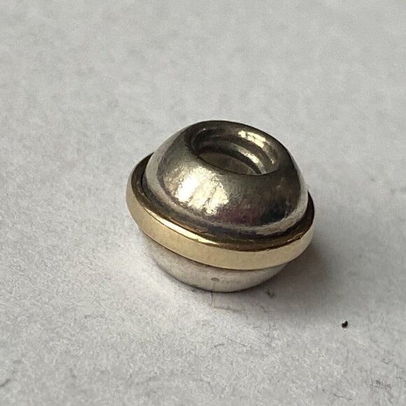 PANDORA Saturn 925 ALE Sterling Silver Charm With 14k Gold Ring 790178 - Retired - Picture 1 of 6